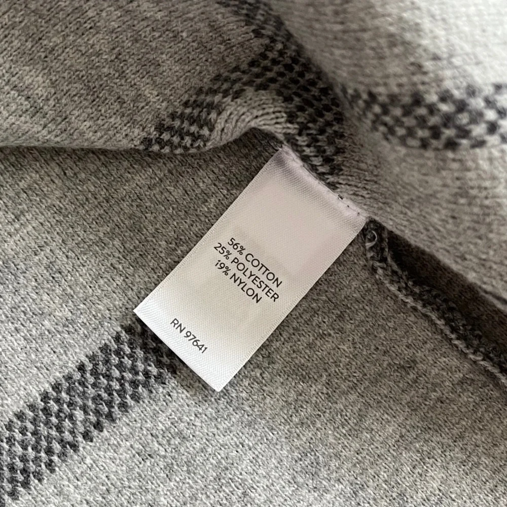 J. Jill Wearever Gray Plaid Sweater Blazer Cardigan Jacket Windowpane Large